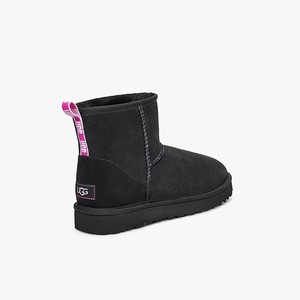 Ugg Classic Mini II Graphic Logo Women Classic Boots Black (9627ZOJAP)